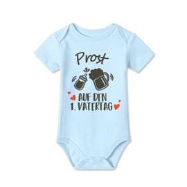 BesserBay Baby Romper Bodysuit Short Sleeve First Father's Day Gift 0-12 Months, The 1st Father's Day Light Blue