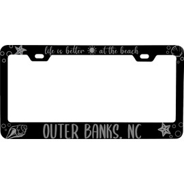 Outer Banks North Carolina Life is Better at The Beach Souvenir Engraved Metal License Plate Frame Black