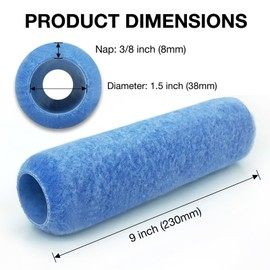 Great Andrew 18 Pack Paint Roller Covers 9 Inch 3/8-Inch Nap, Dense Fibers Large Paint Roller Kit for Painting Textured Smooth Rough Surfaces Walls Floors House