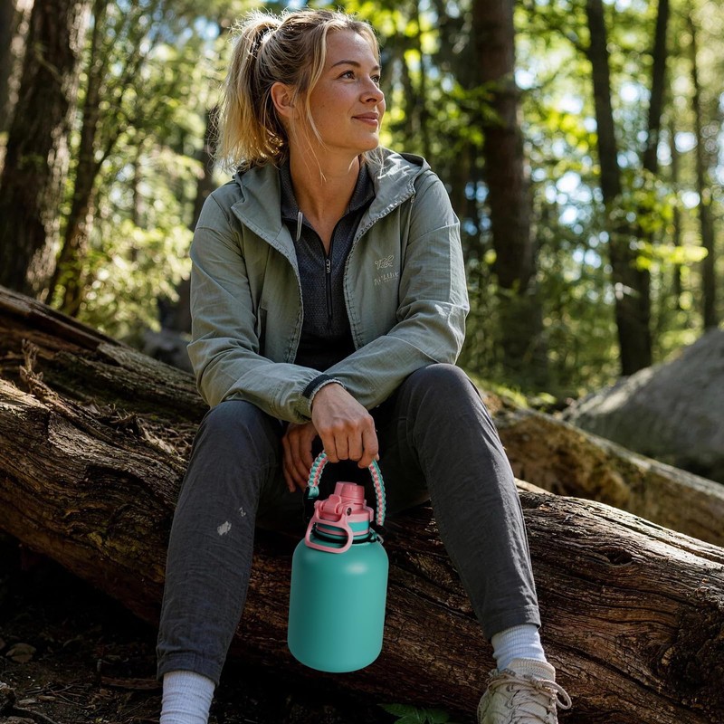 Stainless Steel Water Bottle with Spout Lid, 50oz/1500ml Water Jug