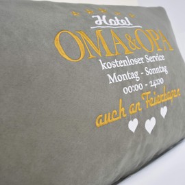 Best Grandparents Gift Hotel Grandma & Grandpa Cushion Cover Decorative Cushion with Filling Living Room Sofa Cushion Large Couch Cushion Gift for Grandma and Grandpa 40 x 60 cm Grey