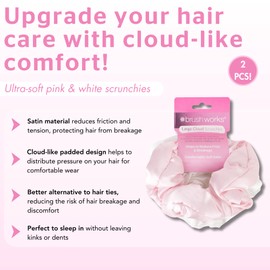 Brushworks Large Cloud Scrunchies - Pink & White (2 pack)