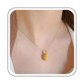 Yienate Boho Fruit Themed Necklaces Choker Gold Funny Durian Pendant Necklace Minimalist Fruit Pendant Necklace Statement Tropical Durian Fruit Necklace Jewelry for Women