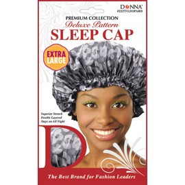 DONNA Deluxe Pattern Sleep Cap Hair Sleep Shower Cap Bonnet Bonnet for Sleeping Hat LIGHT LEOPARD PATTERN