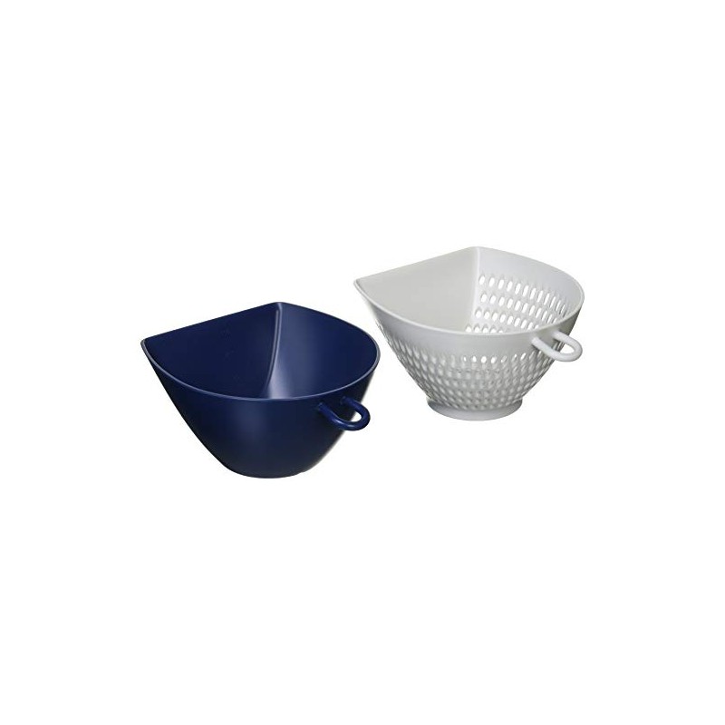 DELISH KITCHEN Pearl Metal Chilitori Colander Bowl, Small, Navy
