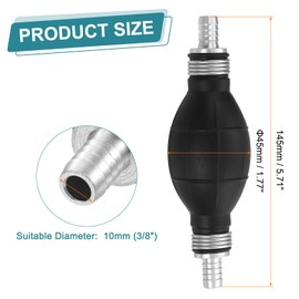 sourcing map 10mm (3/8") Rubber Fuel Primer Pump, Transfer Vacuum Hand Siphon Bulb, One Way Fuel Primer for Gasoline Petrol Marine Diesel Boat, Silver