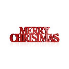 Merry Christmas Sign Glittery Free Standing Christmas Decorations Durable Glitter Foam Merry Signs Suitable for Windows Home Living Rooms Office Party Favours Xmas Decor Parties 10X32cm (1Pack)