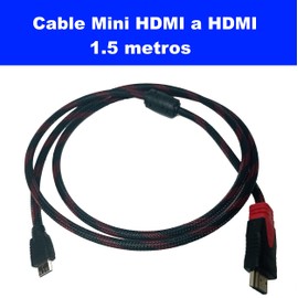 Cable Mini HDMI a HDMI De Alta Velocidad, Mini-HDMI de 1.5 metros Para Camara, Laptop, tablet, PC hacia Monitor, Proyector, TV, Negro