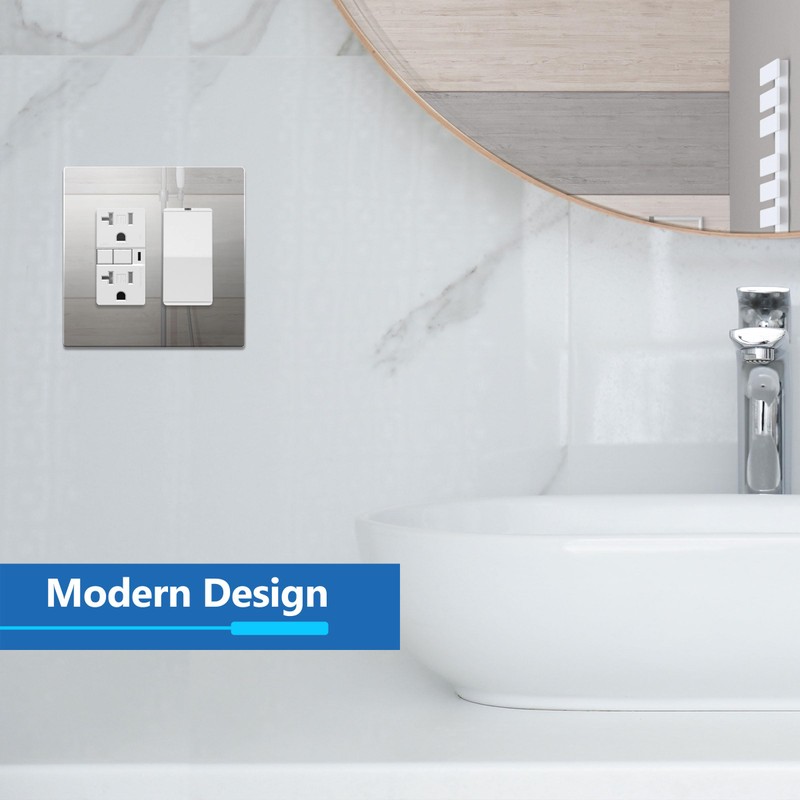 LIDER Double Decorator Wall Plate, Impact Resistant, Mirrored Acrylic, Plexiglass,
