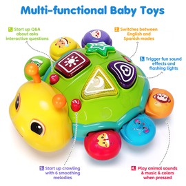 Baby Crawling Toys for 6-12 Months, Musical Toys for Infants 7 8 9 10 11 Months, Early Learning Educational Toy with Light Sound, Tummy Time Development Toys, Christmas Birthday Gifts for 1 Year Old