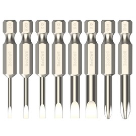 Rarapop Slotted Phillips Screwdriver Bit Set 8Pcs Flat Slotted and Phillips Cross Head 1/4 Inch Hex Shank 2 Inch/50 mm Length S2 Steel with Magnetic for Screwdriver Drill Impact Driver (8Pcs 50mm)