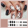 Medium Press on Nails Square Fake Nails Black Glossy Nails