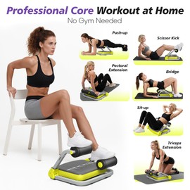 Sit Up Exercise Equipment, Abs Workout Equipment for Home Use, Foldable Ab Machine, 4-Level Adjustable Resistance Ab Trainer for Stomach, No Assembly Core Machine with Quick Rebound, Abdominal Exercise Equipment for Home Gym, Ab Crunch Machine for Abs