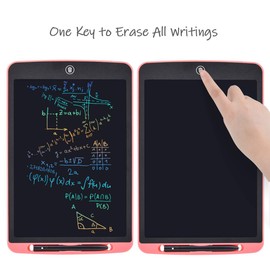 LCD Writing Board Children 12 Inch Electronic Graphic Tablet Portable Drawing Tablet for Children and Adults with Protective Case Writing Board for Home, School and Office (Pink)