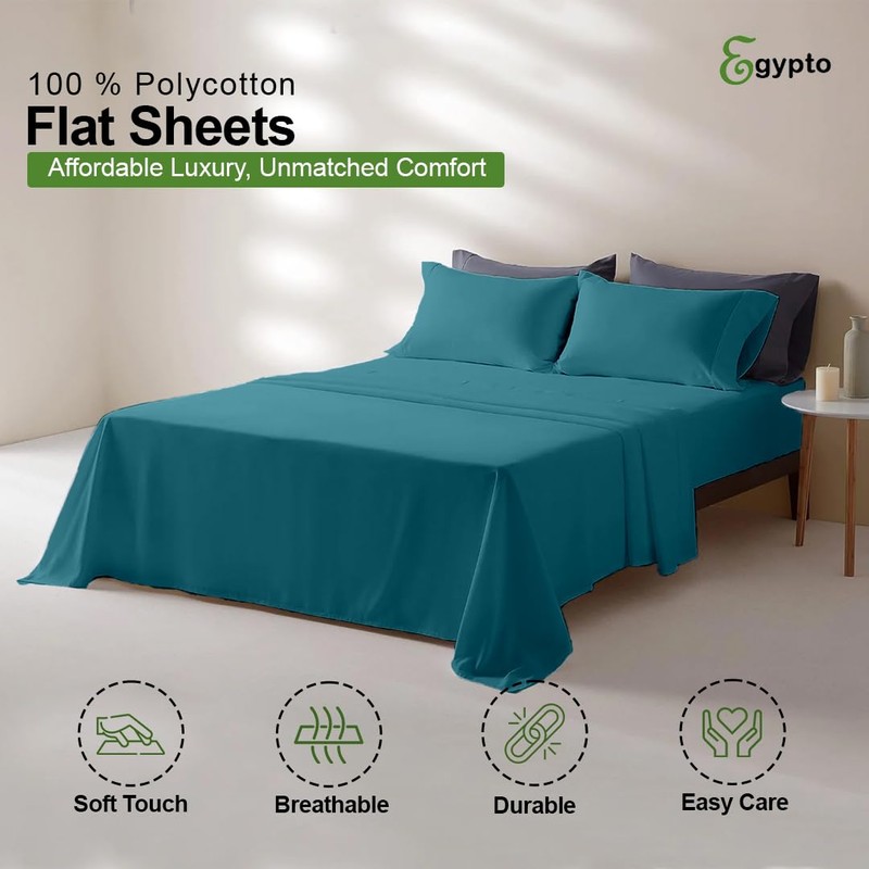 Egypto Easy Care Super King Flat Sheet – Breathable &