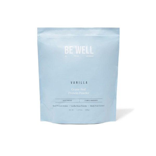 Be Well by Kelly - Swedish Grass-Fed Beef Protein Powder - Paleo and Keto Friendly, Dairy-Free & Gluten-Free - Low Carb with BCAAs & Collagen - 23g Protein (Vanilla - 30 Servings)