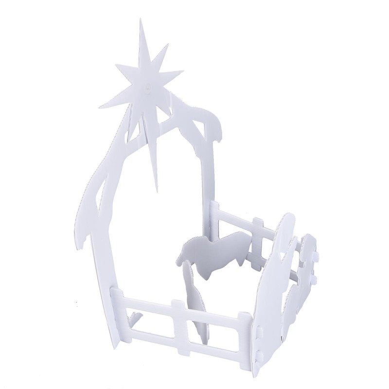 44x27x5cm Christmas Jesus Scene White PP Hollow Board Outdoor Nativity