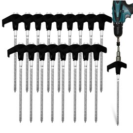 Nexboraque 20 Pack Screw in Tent Stakes, 8 Inch Heavy Duty Ground Anchors with Hex Head Drillable Tent Pegs Camping Stakes for Patio, Garden, Canopies, Grassland, Outdoor (Black)