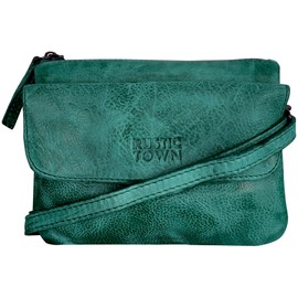 Leather Crossbody Bags Valentines Day Gift for Women - Wristlet Clutch Wallet - Vintage Saddle Sling Bag (Green, Small)
