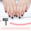 24PCS Black French Press On Nails, Long Square French Tip
