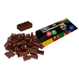 CMC imports 50 Clamping Blocks, Building Blocks, 2 x 4 Nubs, Compatible Bricks, 8 Knobs, Free Selection, 34 Colours (090 - Brown)
