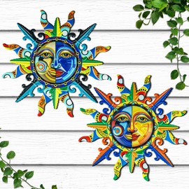 Pack of 2 Metal Gecko Outdoor Wall Art Decor, 11.8x7" 3D Lizard Mexican Hanging Ornaments Pool Decoration for Patio, Garden, Fence, Balcony, Front Yard, Living Room