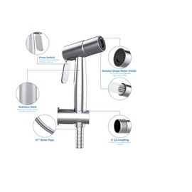 Bargain Set Brushed Bidet Sprayer for Toilet Holder Hose 1.2 m Stainless Steel Sprayer Kit Baby Sprayer Muslim Shattaf