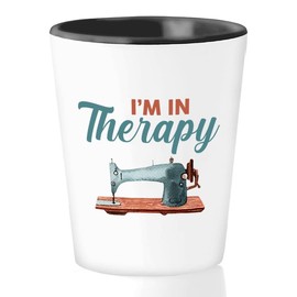 Bubble Hugs Sewing Shot Glass 1.5oz - I'm In Therapy - Craft Knitting Fabric Creative Stitching Textile Arts Needle Thread Patterns Clothes