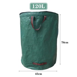 2 x 120 L Garden Bags with Lid, Wapasezyar Garden Waste Bag, Leaf Bags, Garden Bags for Garden Waste, Green Cut Bags, Foldable, Reusable Grass Bag for Grass, Leaves, Hedges, Garden Waste (120 Litres)