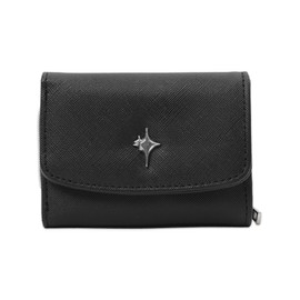 Wego Women's Glitter Parts, Flap Wallet, Wallet, Korea, Cute, Gift, Present, Black, Free size