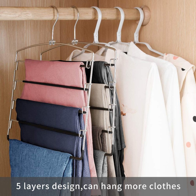 FeeraHozer Pants Hangers Non Slip 3 Pack Space Saving Hangers