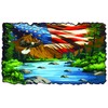 RV Camper Graphics Mountain Lake Scene with American Flag and