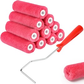 4 Inch Mohair Paint Roller Covers, 1/4" Nap, 11 Pack Lint-Free Small Paint Roller Refills with Frame Kit, Mini Rollers for Painting Cabinets, Door, Walls, Furniture, Trim, All Paints & Stains