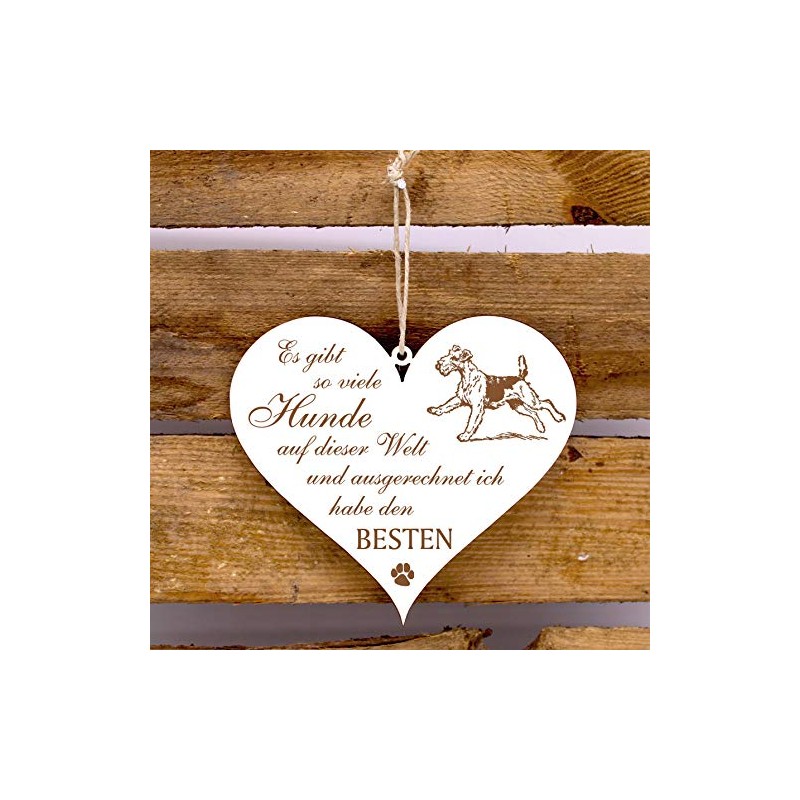 Sign Heart Saying Best Dog Airedale Terrier Decorative Wooden Sign