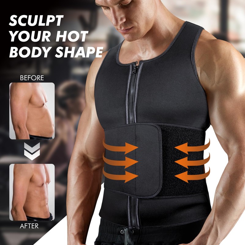 Sauna Vest Waist Trainer for Men - Mens Sauna Suit