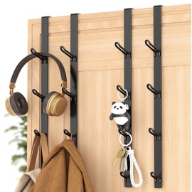 niffgaff Door Hooks Towel Hanger: Black Heavy Duty Over Door Coat Hanger for Bathroom 4 PCS