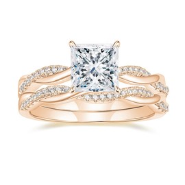 Mameloly 2ct Wedding Rings for Women Princess Cut Bridal Ring Sets Rose Gold Cubic Zirconia Engagement Rings Twisting Infinity Pave Set Size 6