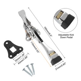 sourcing map 4 Inch Kickdown Door Stopper, One Touch Pedal Heavy Duty Door Stop Holder, Height-Adjustable Rubber Foot, (Silver, 2 Pack)