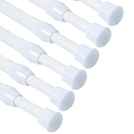 UEXHWS White 6pcs Adjustable Spring Rods 16-28 Inch, Short Tension Curtain Rods For Windows, Extendable Spring Tension Rods No Drilling, Non-Slip Closet Rods Tension, Durable Hanging Rods