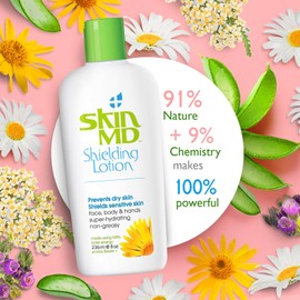 Skin MD Shielding Lotion for Face, Body & Hands 8oz with Dispenser- Helps with Eczema & Psoriasis! The natural dry skin remedy to the things that dry your skin