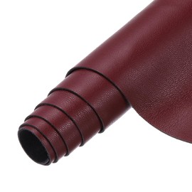sourcing map Faux Leather Sheets, 8x53 Inch (20x135cm) Smooth Solid PU Leather Fabric Roll for DIY Handmade Craft Sewing Bowing Earrings, Dark Red/Black