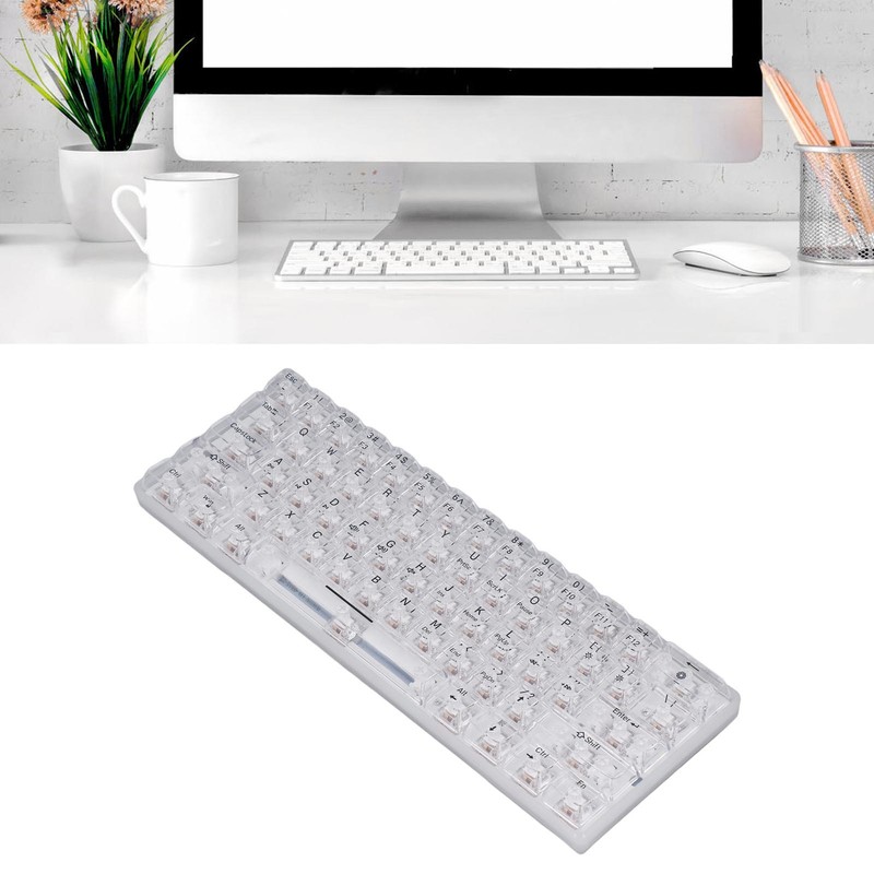 61 Keys Transparent Mechanical Keyboard Clear Keycap Wired Gaming Keyboard