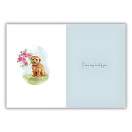 IC&G Thank You Card - Thank You Card with Cute Puppy Dog and Floral Bouquet Design with Foil Details
