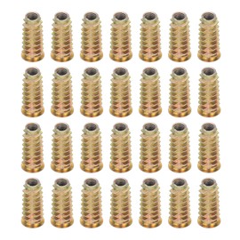 sourcing map 28 Pcs Threaded Inserts for Wood, Zinc Alloy M6 Thread Inserts Nuts Hex Socket Drive Screw 25mm Length for Furniture, Cabinet, Tables and Chairs