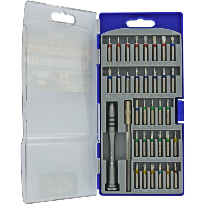 TIVOLY 11501570026 Präzisions-Schraub-Bit-Set, 35-teilig, grau
