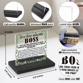 Thank You Boss Gifts, Boss Appreciation Gifts, Gratitude Gifts for Boss, Boss Definition Desk Decor, Amazing Boss Gifts for Christmas Birthdays Retirement Boss Day, Boss Office Decorative Sign WDE12