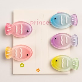 HIDERME Sparkling Korean Style Clear Fish Hair Closure | Adult Cute Acrylic Hair Clip, Hair Accessories, Petite Pla, Children to Adults | Sizes for Kids and Parents (5 Gradient Color Set)