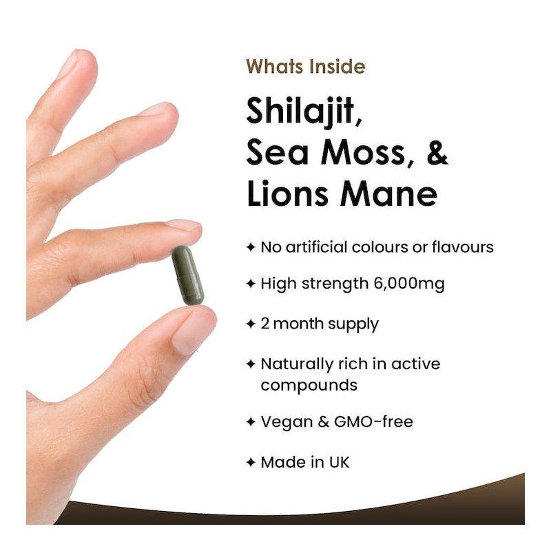 New Leaf Products Shilajit, Sea Moss & Lions Mane Capsules