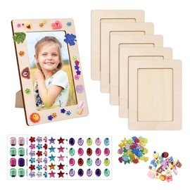 GIDWRIY 12 Stück Holz Bilderrahmen Set zum Basteln,Kindergeburtstag Bilderrahmen zum Bemalen Kinder,DIY Holzbilderrahmen für Dekoration Mit Selbstklebend Moosgummi Sticker für Kinder, Deko, Hochzeit
