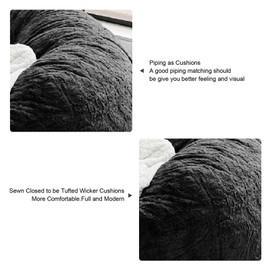 HDMLDP Bean Bag Chair for Adults Kids Without Filling Comfy Fluffy Giant Round Beanbag Lazy Sofa Cover for Reading Chair Floor Chair, 6FT, Grey